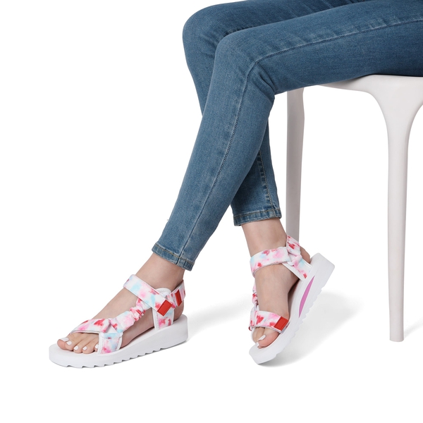 Comfortable Platform Hiking Sandals - RED WHITE - 1